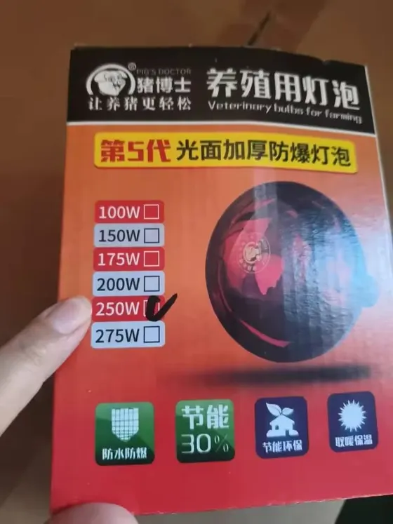 250 W infrared heat bulb
